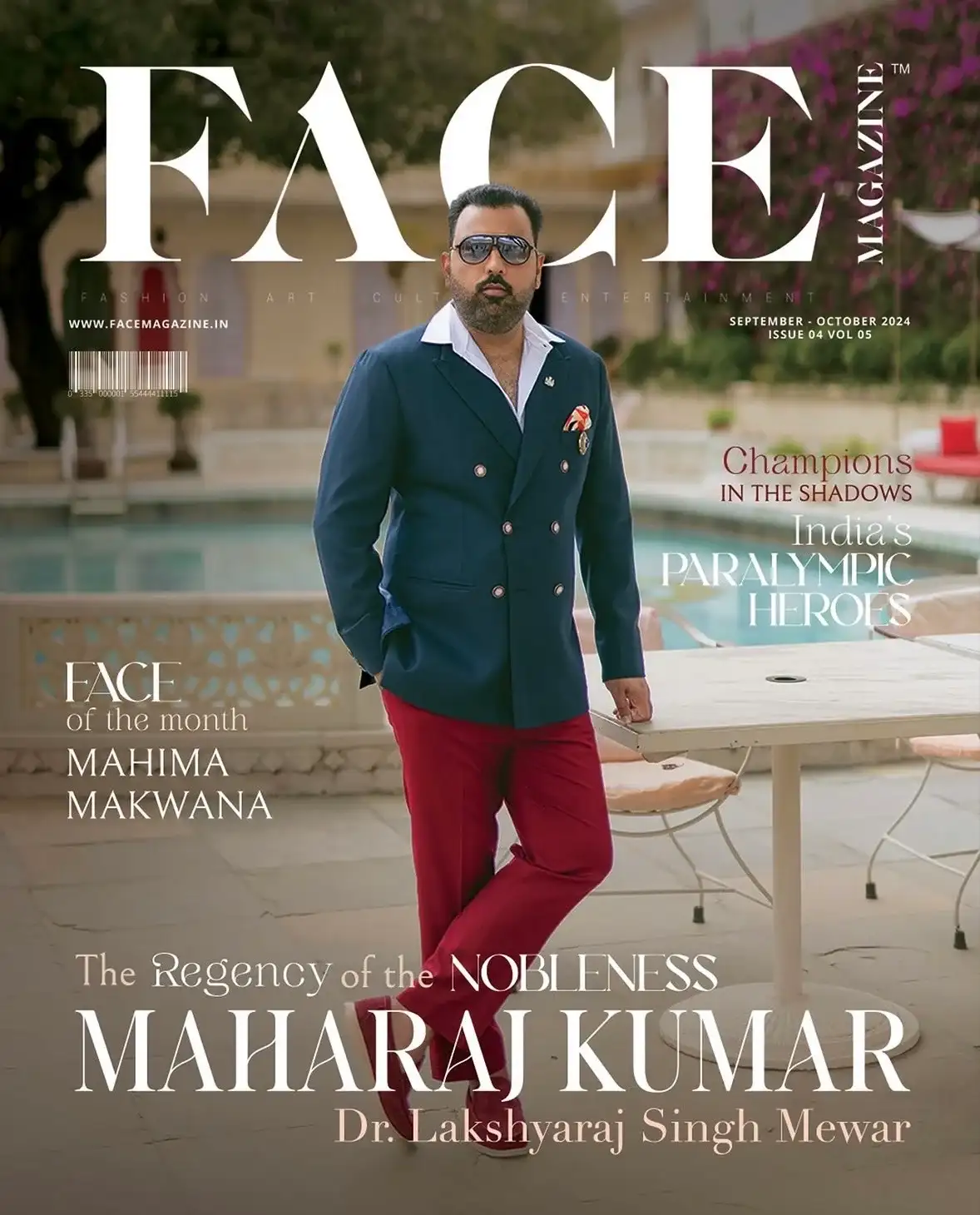 FACE Magazine cover shot at a palace poolside in Udaipur